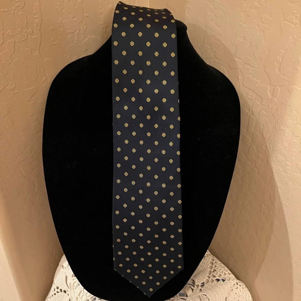 Gianni Valentino Tie Pure Navy Yellow Daisy Floral